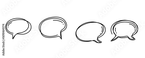 Set of black line empty speech bubble on white background. Flat design.