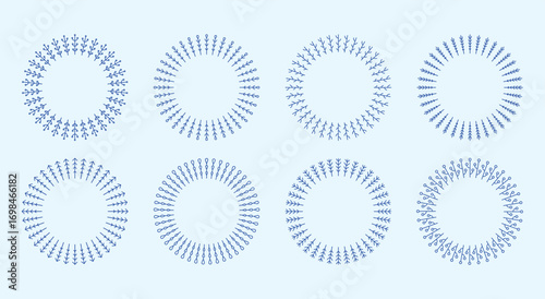 Thin line winter wreath for Christmas, New Year, holiday, wedding decoration. Freeze season frame, fir branch, berry, flower vector elements