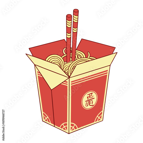 Print Chinese takeout box with chopsticks
