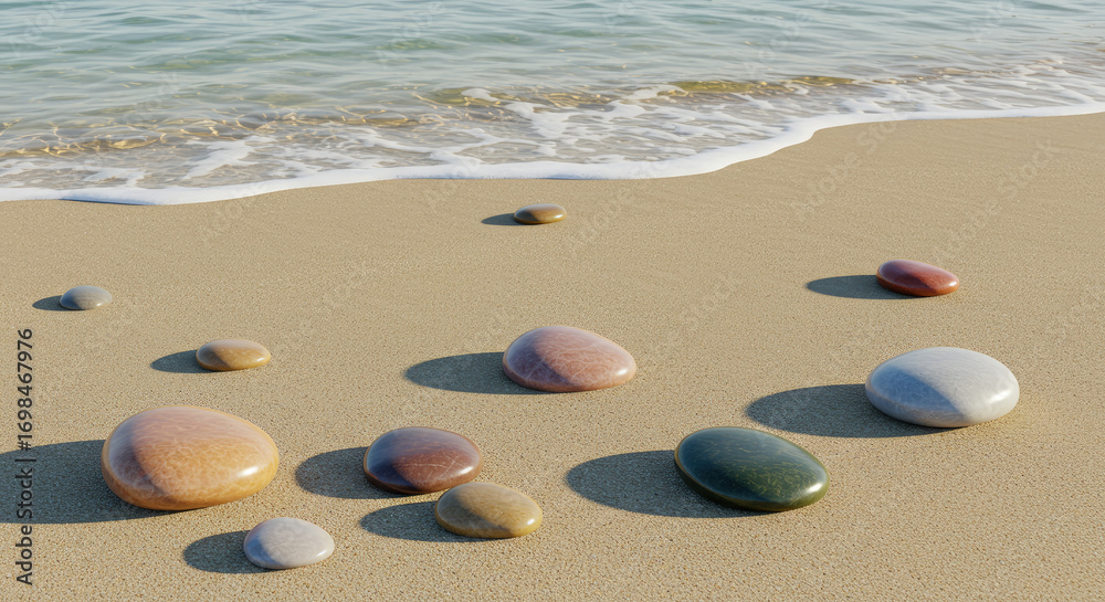Obraz premium Beach stones ocean tide sand shoreline