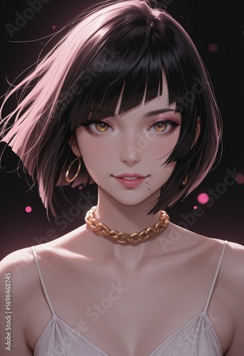 Beautiful woman character, futuristic look. abstract-looking style 