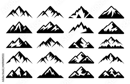 Collection of Stylized Mountain Silhouettes for Design