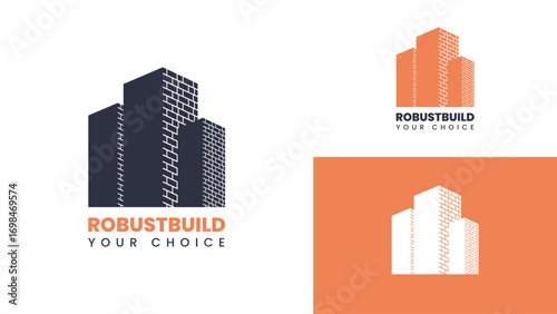 Modern Construction and Real Estate Logo Design, with bricks, buildings or skyscraper.