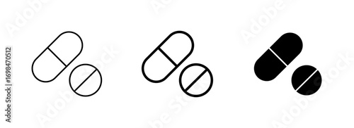 Vector art of two medicine pill icons in different styles