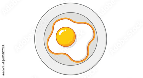 Single Fried Egg on a Plate, Sunny-Side Up.