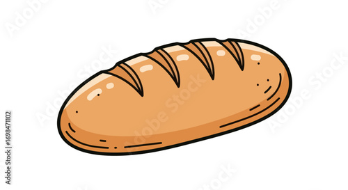 Cartoon Illustration of a Freshly Baked Loaf of Bread.