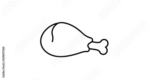 Simple Line Art Illustration of a Chicken Leg.