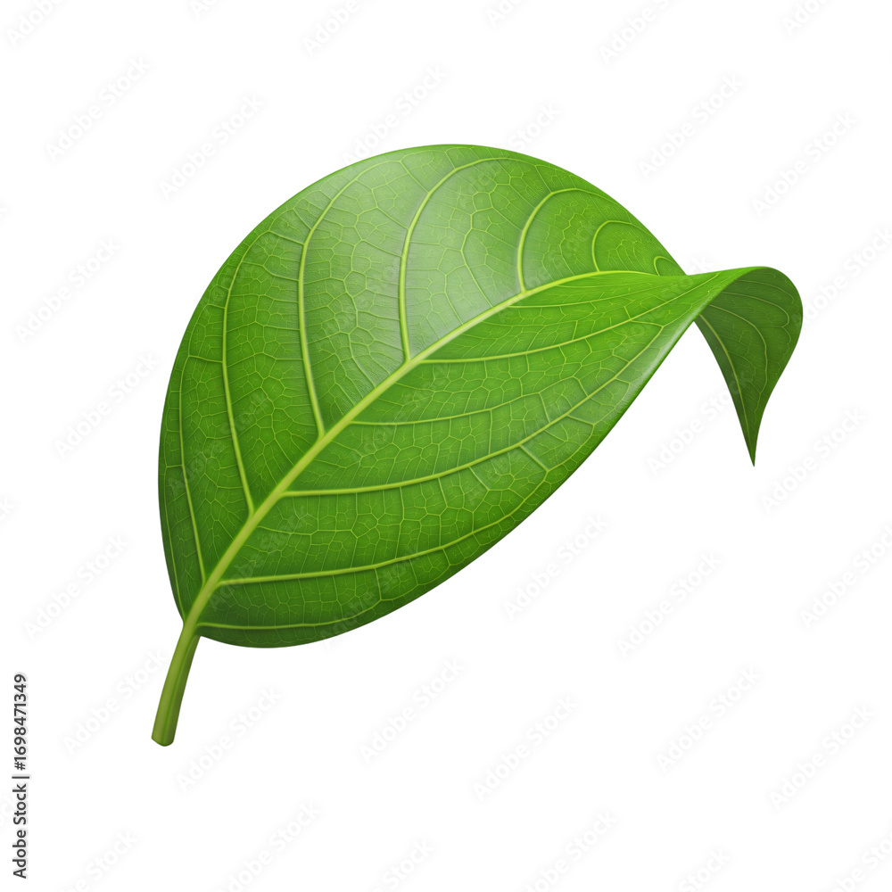 Obraz premium Single Green Leaf with Intricate Vein Pattern nature plant isolated on a transparent background