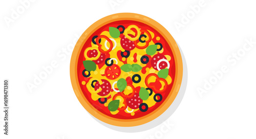 Delicious Pizza with Colorful Toppings and Crispy Crust.