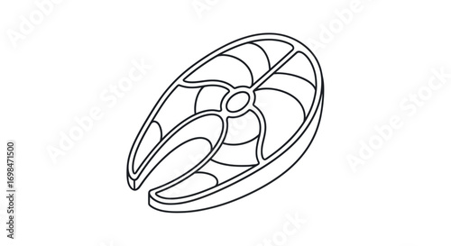Line Art Illustration of a Salmon Fillet.