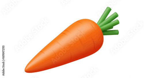 Single Orange Carrot with Green Tops.