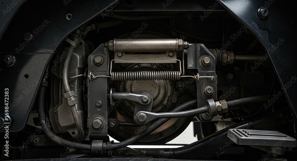 Fototapeta premium Machinery components display intricate mechanical designs and connections