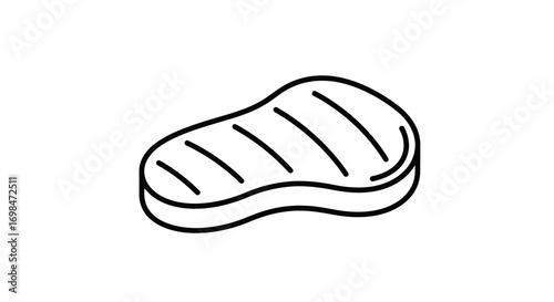 Simple Black and White Grilled Steak Icon.