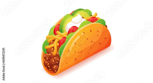 Deliciously Filled Taco with Fresh Ingredients and Crunchy Shell.