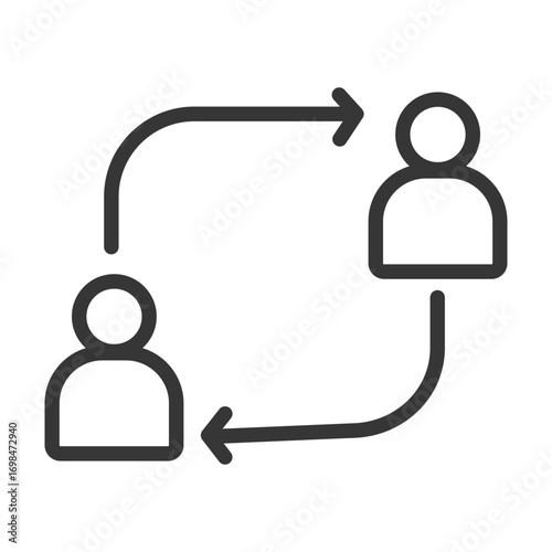 
outline icon single collaborate with two people design and up down arrow
