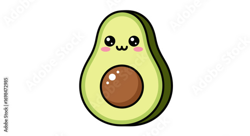 Cute Kawaii Avocado with Big Eyes.