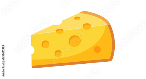 Cartoon Cheese Wedge with Holes, Yellow Dairy Product.