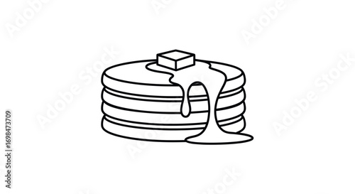 Delicious Stack of Pancakes with Butter and Syrup.