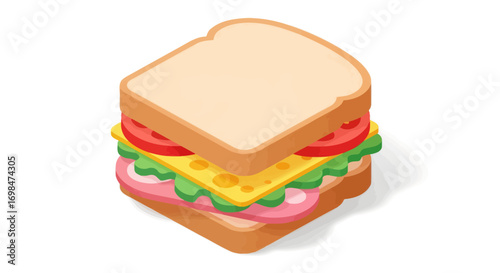 Delicious Ham and Cheese Sandwich with Fresh Toppings.