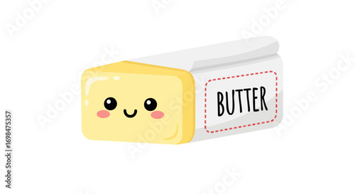 Cute Cartoon Butter Stick with Happy Face.