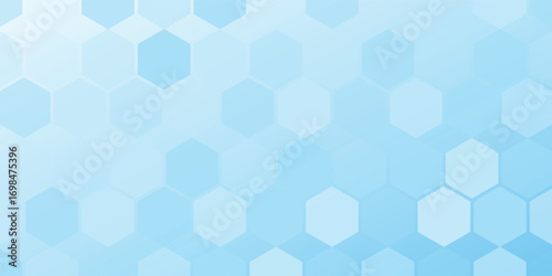 Abstract blue and white hexagon background. Futuristic digital hi-technology banner. Healthcare background. Vector