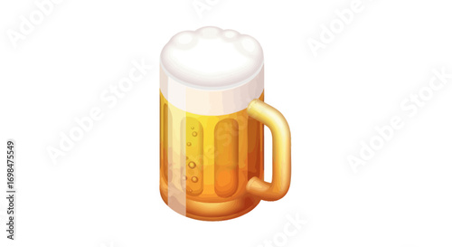 Golden Beer Mug with Frothy Head.