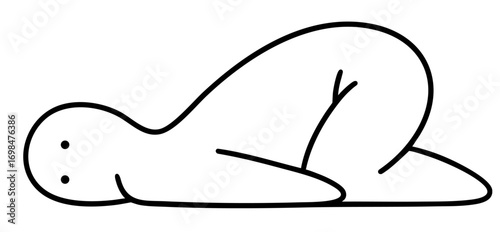 character lying curled in fetal-like position symbolizing depression