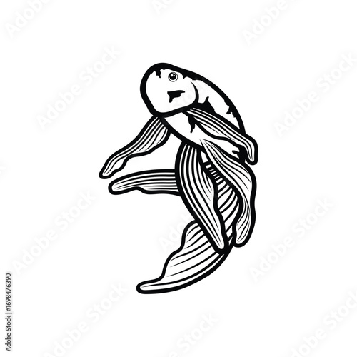 Koi fish logo design vector template. Koi fish line art. Koi fish japanese logo vector element