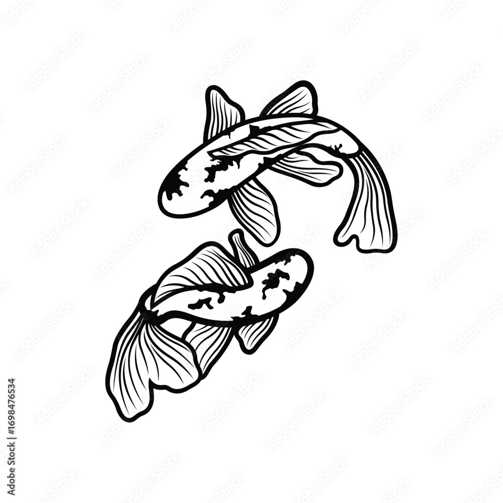 Fototapeta premium Koi fish logo design vector template. Koi fish line art. Koi fish japanese logo vector element