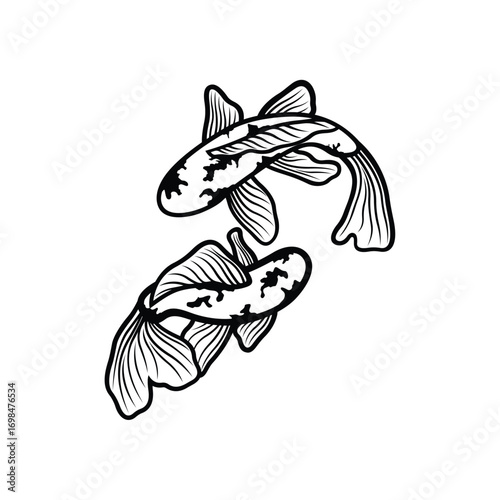 Koi fish logo design vector template. Koi fish line art. Koi fish japanese logo vector element