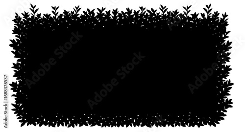 Hedge silhouette with dense leafy foliage, garden plant structure
