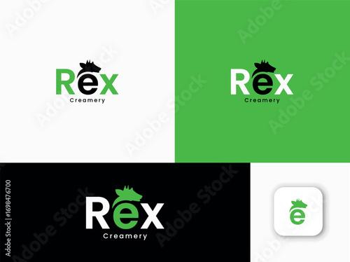 Creative Logo Design Concept for Rex Creamery, Modern and Minimalist Dairy Branding, Vector Graphic for Business, Company Identity, Packaging and Marketing Materials