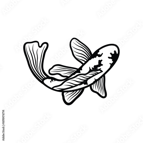 Koi fish logo design vector template. Koi fish line art. Koi fish japanese logo vector element