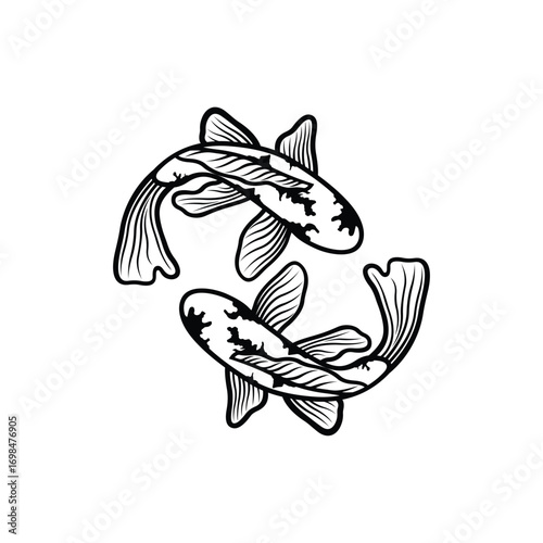 Koi fish logo design vector template. Koi fish line art. Koi fish japanese logo vector element