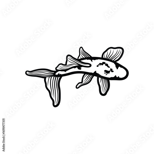 Koi fish logo design vector template. Koi fish line art. Koi fish japanese logo vector element
