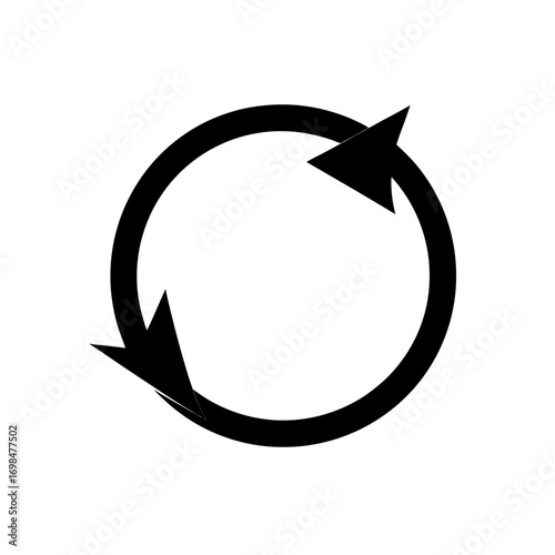 Circular arrows indicating a cycle process on transparent background silhouette