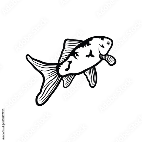 Koi fish logo design vector template. Koi fish line art. Koi fish japanese logo vector element