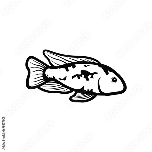 Koi fish logo design vector template. Koi fish line art. Koi fish japanese logo vector element