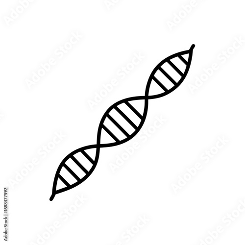 Black outline dna strand helix illustration on transparent background silhouette
