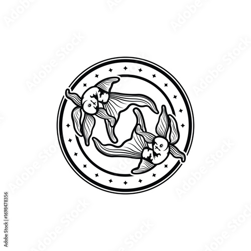 Koi fish logo design vector template. Koi fish line art. Koi fish japanese logo vector element