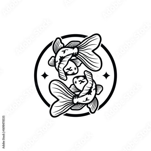 Koi fish logo design vector template. Koi fish line art. Koi fish japanese logo vector element