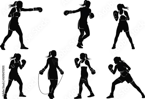 Professional Golfer Silhouette Vector Collection Swinging Golf Club in Action Pose for Tournament, Sports Design and Athletic Branding Use