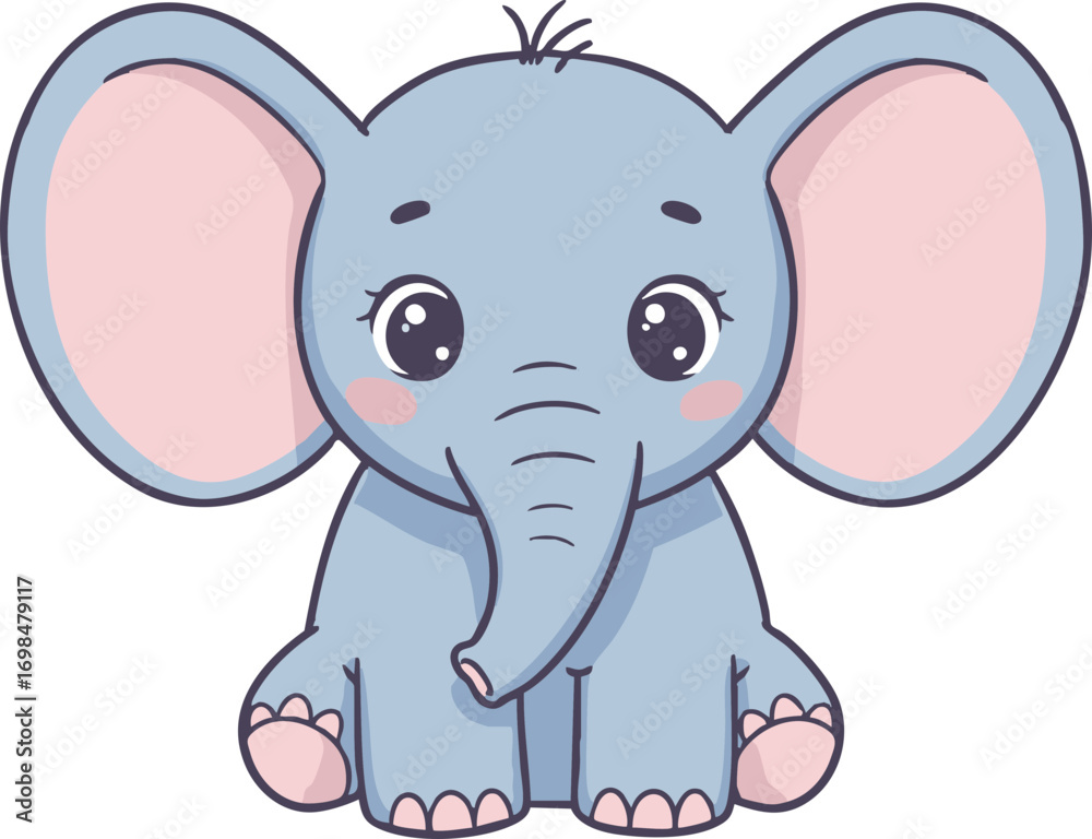 Naklejka premium Cute Flat Baby Elephant Vector