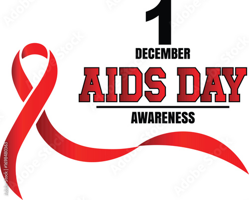 World Aids Day  Vector red  ribbon 