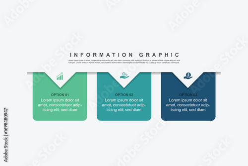 modern design template banner infographic. 3 step process information or presentation with icons