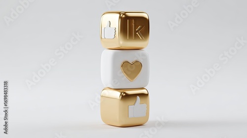 Gold and white social media cubes