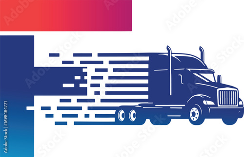 Vector illustration of vector art of fast truck with abstract letter f logo