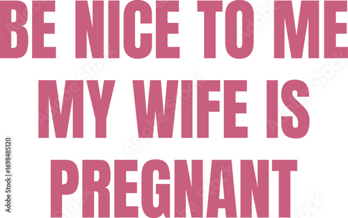 Be Nice To Me My Wife Is Pregnant Funny Dad T-shirt Design