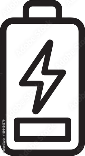 battery charging outline icon, electric power energy level and mobile device charge symbol vector on transparent background png