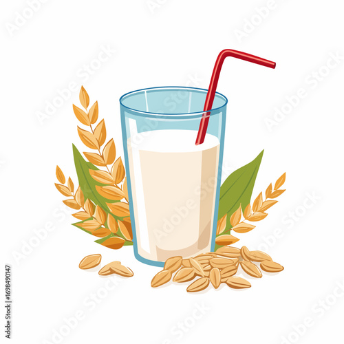 Oat Milk. Flat cartoon vector illustration isolated on white background